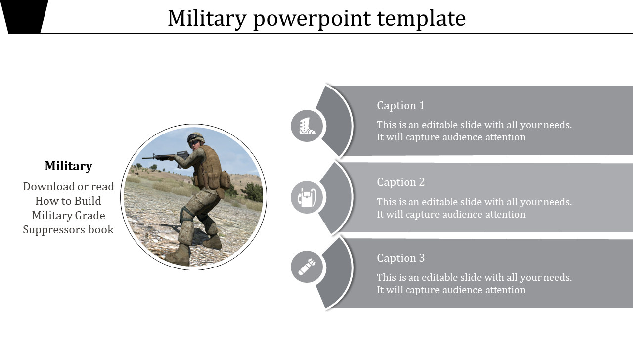 Cylinder Military PowerPoint Template-Three Grey